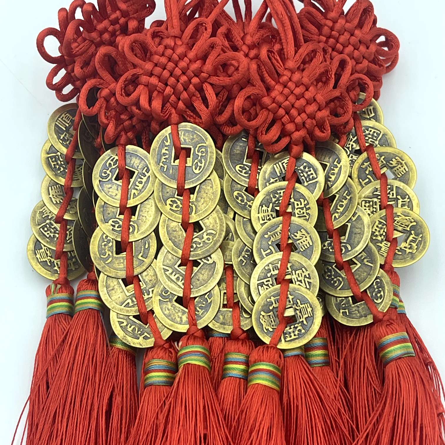 Yiwu City Lin 烺 handicrafts wholesale 6 coils 2.5 copper coins Five Emperors' strings red and yellow Five Emperors' strings street stall goods detail image 2