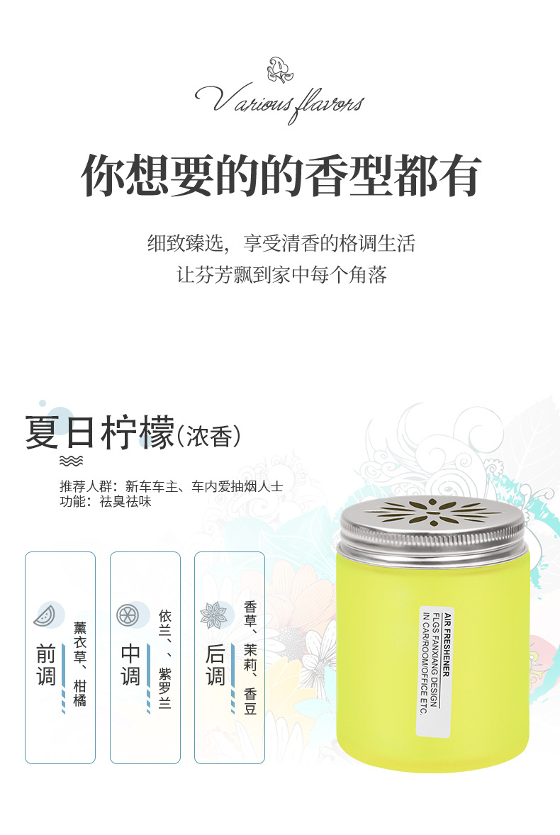 清新INS风创意车载香膏摆件固体香薰 家居香薰汽车香水铝盖玻璃瓶详情11