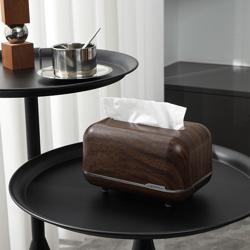 B78-ZJH24071 High appearance level desktop home napkin box, creative imitation walnut wood living room storage tissue box Item Picture