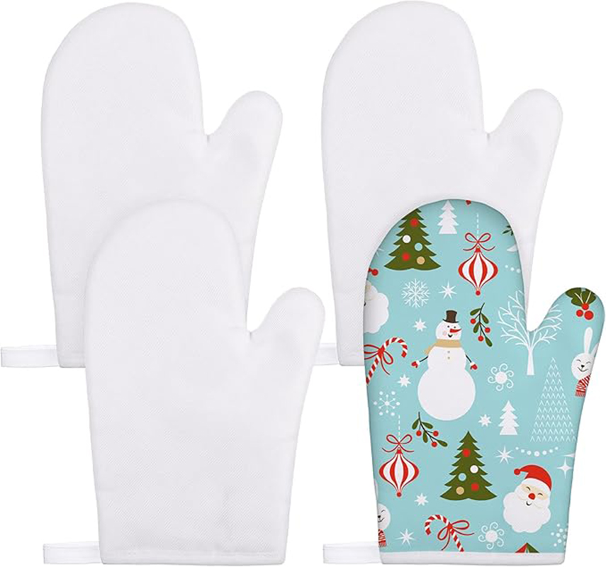 Heat transfer cotton-padded oven heat-resistant hand covers, thickened and lengthened microwave baking gloves, high-temperature resistant kitchen heat-insulating gloves Item Picture