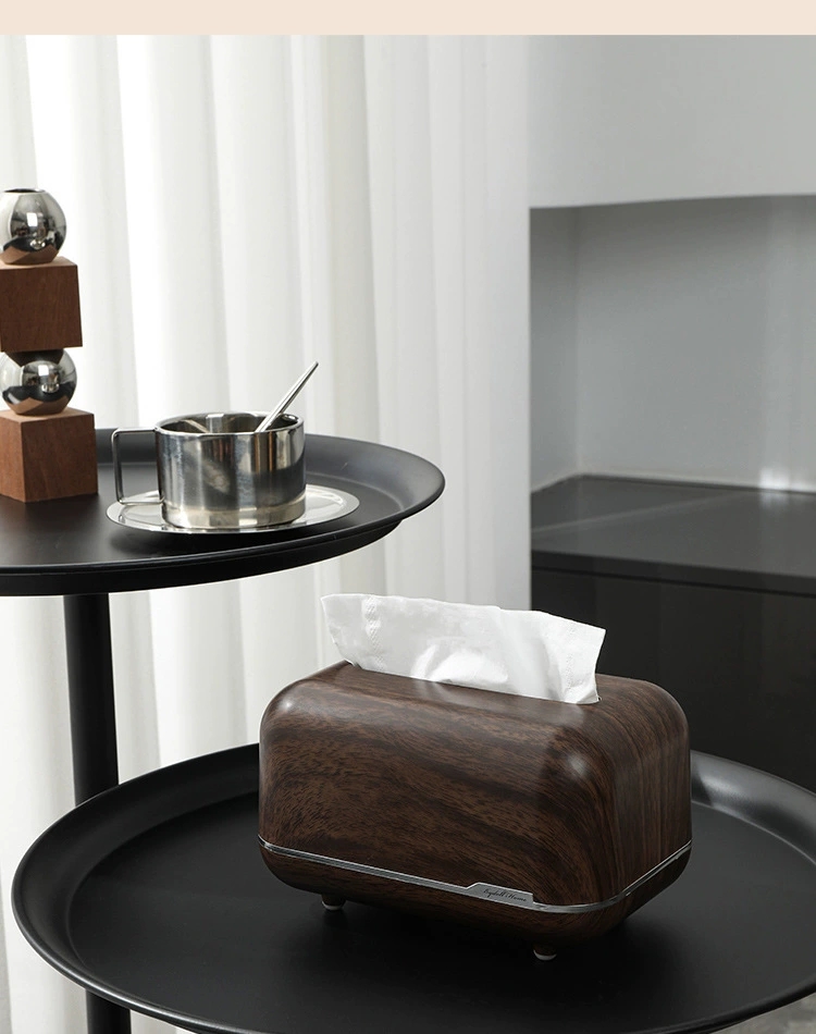 B78-ZJH24071 High appearance level desktop home napkin box, creative imitation walnut wood living room storage tissue box detail image 13