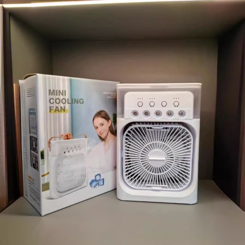 新款小冷风机水冷五5喷雾风扇usb桌面加湿空调冷风扇