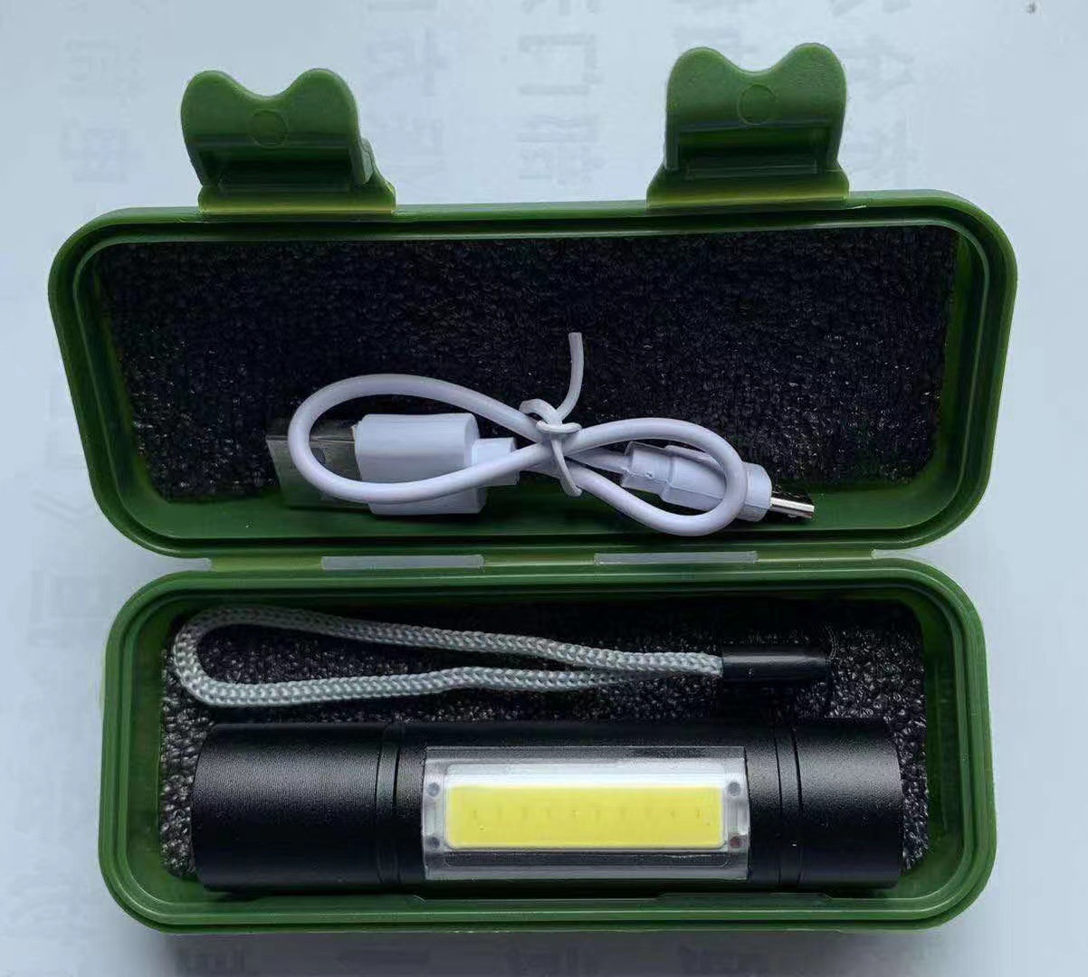 跨境爆款强光手电筒COB侧面光手电批发USB充电侧灯手电筒铝合金手电筒详情1