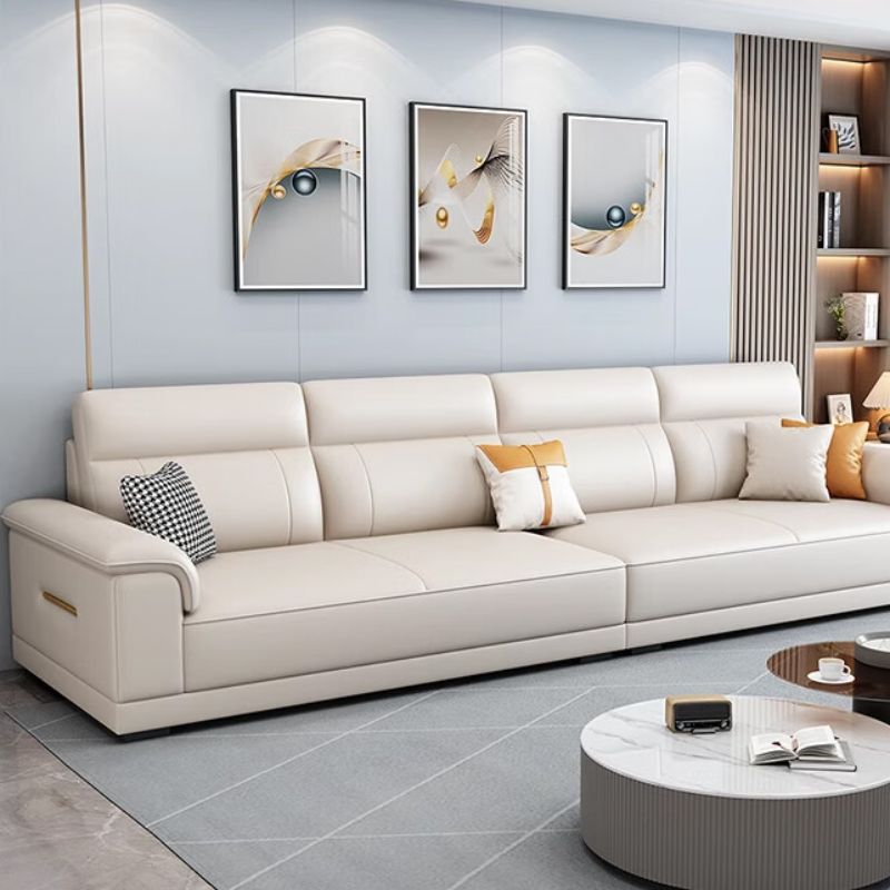 Cream-style genuine leather sofa for living room, large and small units, straight row, modern, simple and light luxury leather sofa, 2024 new model, contact surface, Nedifen cowhide - sponge version Specification image