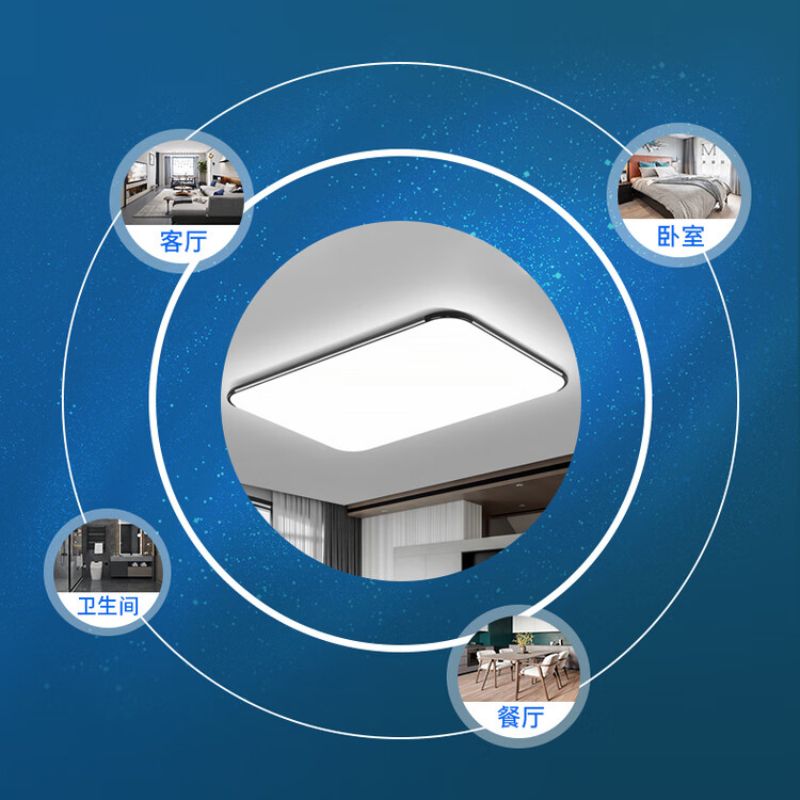 The 2024 model of OPPLE Lighting living room lamp is a modern, simple and elegant household led ceiling lamp with a long rectangular shape. It is thin black for the master bedroom dining room, measuring 80*60cm, and the white light has been upgraded to be extremely bright details Picture