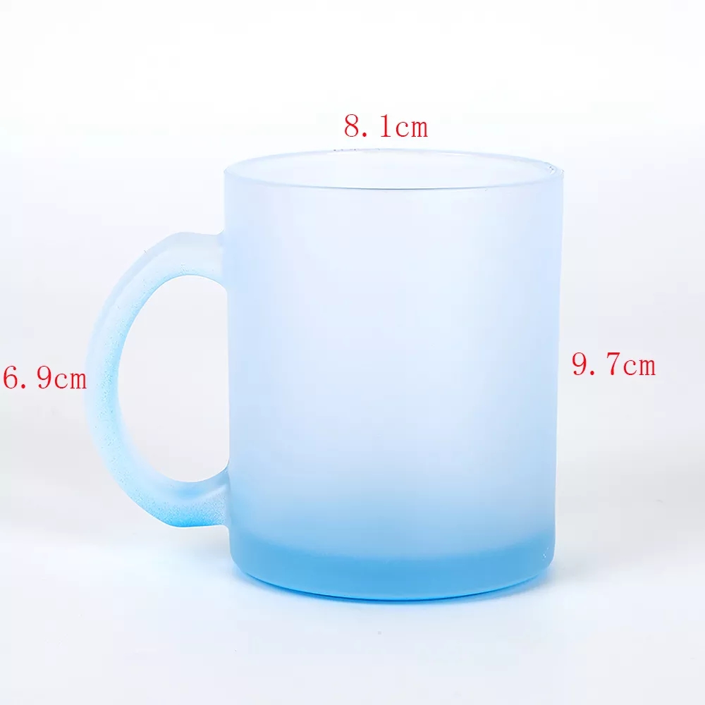 Heat transfer gradient color high appearance level colored frosted glass mug, ins transparent creative glass cup Specification image