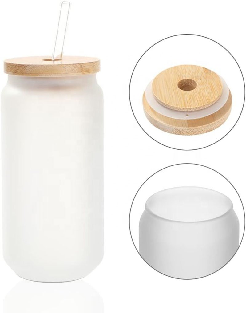 Factory wholesale of ins style bamboo lid frosted glass cups with transparent high appearance level straw cups Item Picture