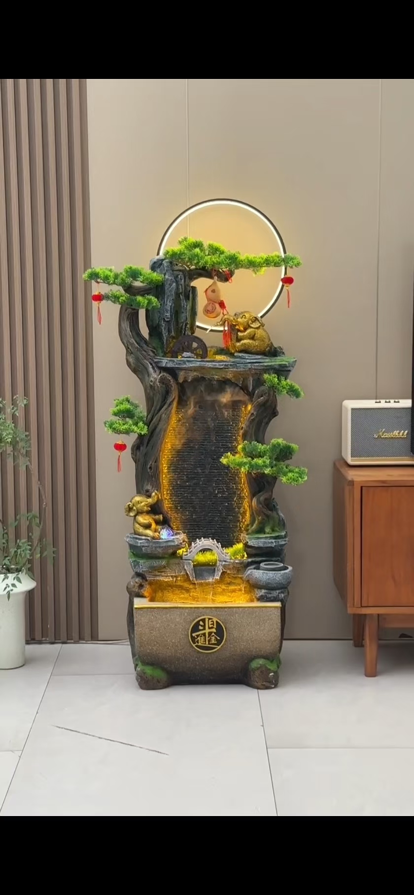 鼎新 如意吉祥F-456型假山流水摆件家居客厅办公室装饰水幕墙风水加湿器 2002