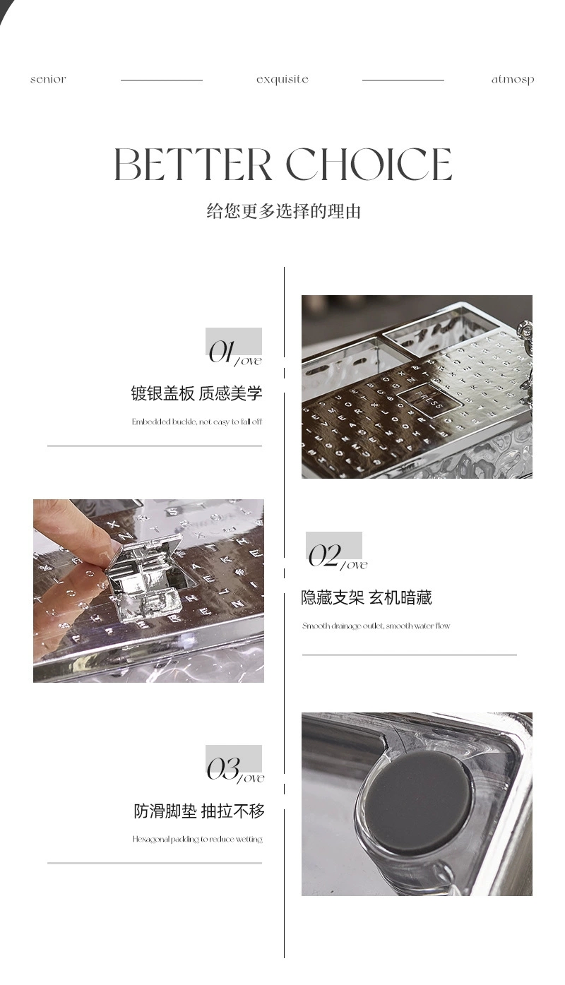 B78-23061 Tissue box Desktop Glacier pattern Storage Box, light luxury multi-functional home living room tissue box detail image 11