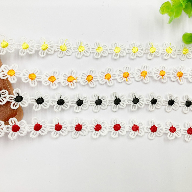 Codigo de barras pequeño encaje soluble en agua floral mecha multicolor floral accesorios para el pelo accesorios para el sombrero escote puños textiles para el hogar accesorios hechos a mano Application Scenario