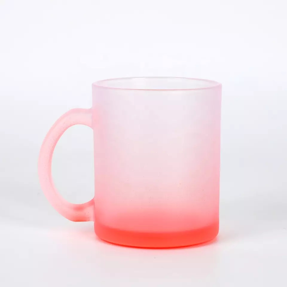 Heat transfer gradient color high appearance level colored frosted glass mug, ins transparent creative glass cup