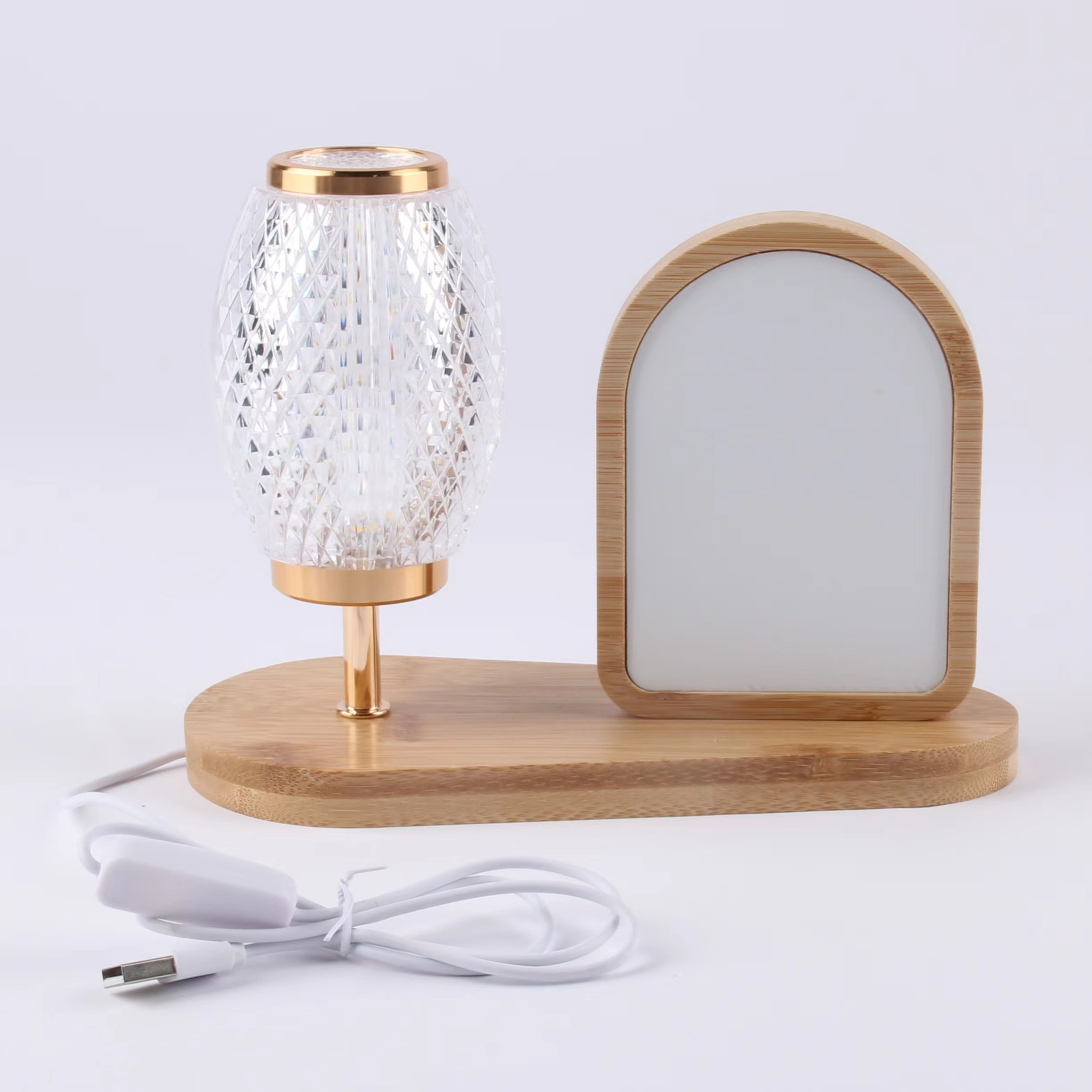 Heat transfer blank photo frame, bamboo and wood with night light, DIY picture printing photo frame, blank commemorative photo frame, home table decoration gift details Picture