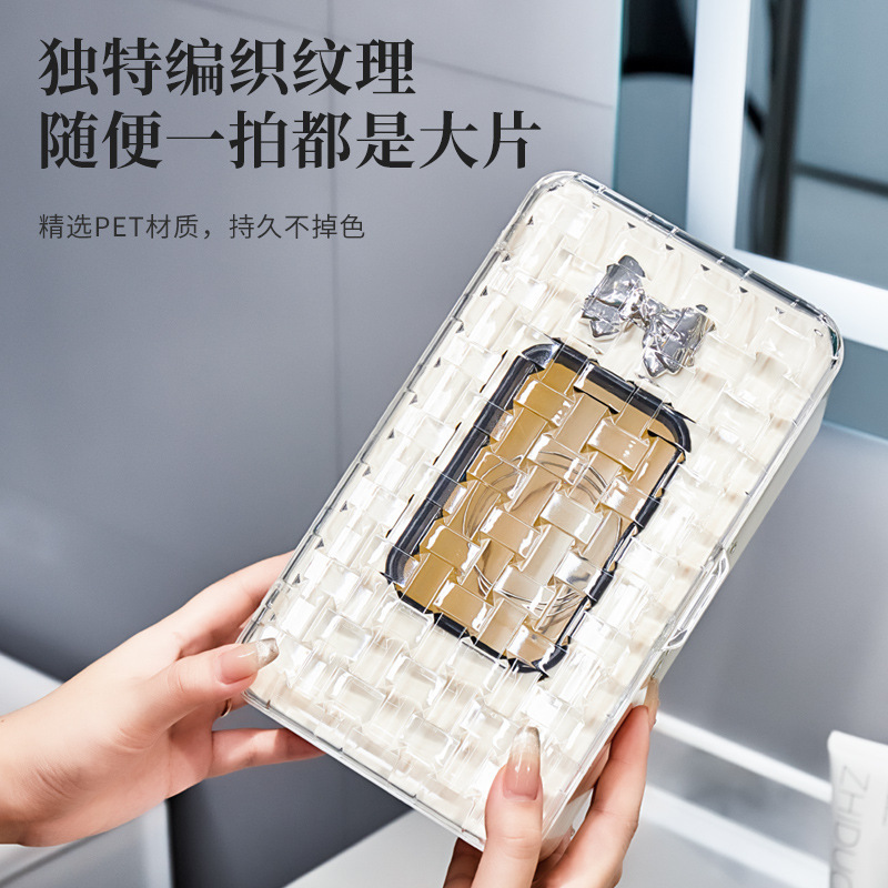 B78-ZJH23091 Wall-mounted non-perforated tissue box, bathroom face towel storage box, waterproof paper box Application Scenario