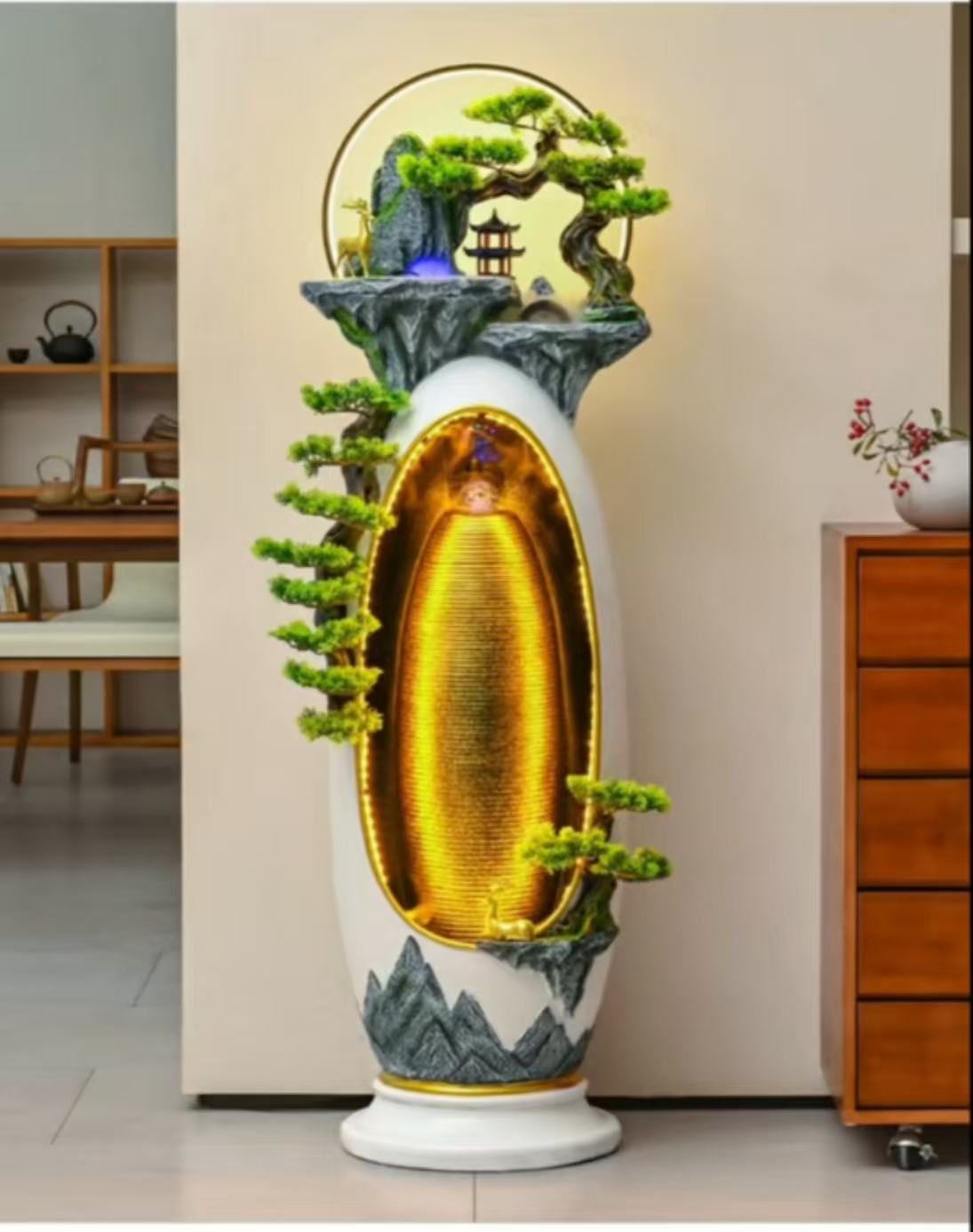 鼎新 美景高山F-789型流水摆件客厅办公室家居水幕墙风水岩石落地装饰 2002