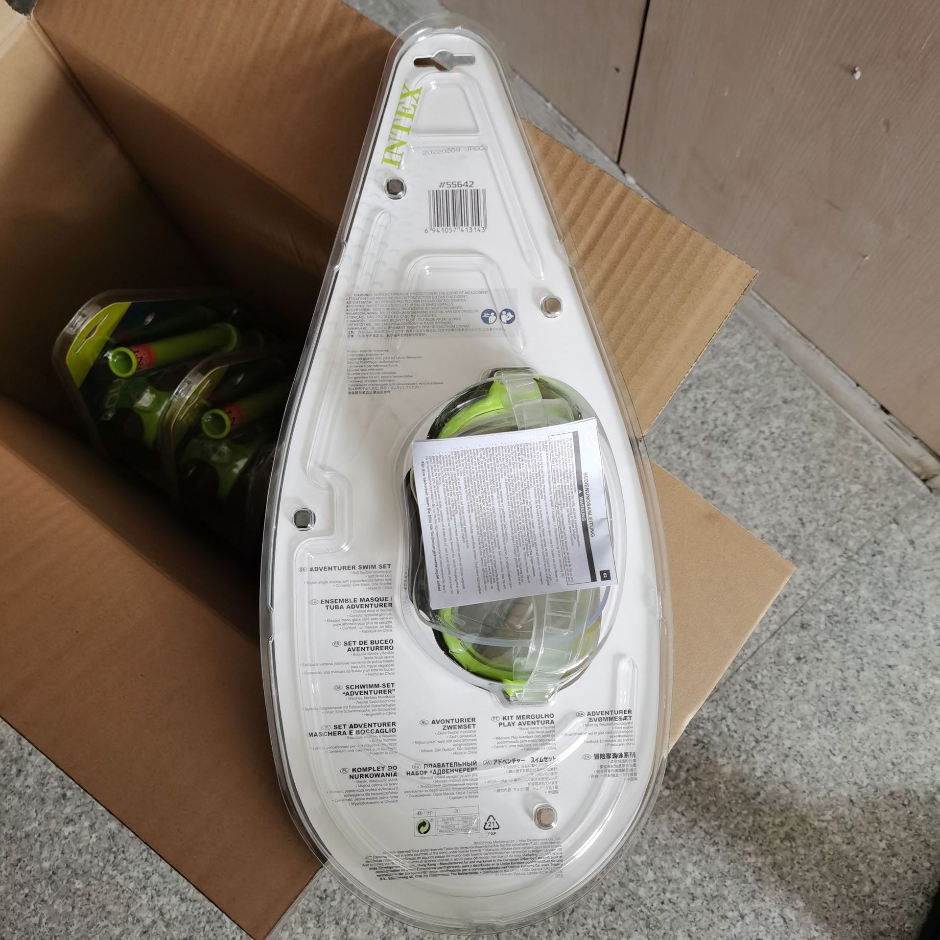 INTEX55642 green swimming goggles breathing tube combination diving goggles with breathing tube swimming goggles wholesale Specification image