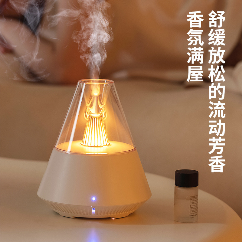 精油香薰机超声波雾化家用桌面加湿器卧室氛围灯家用自动喷香加湿器多功能香薰机LED玩具加湿器香氛香薰机加湿器