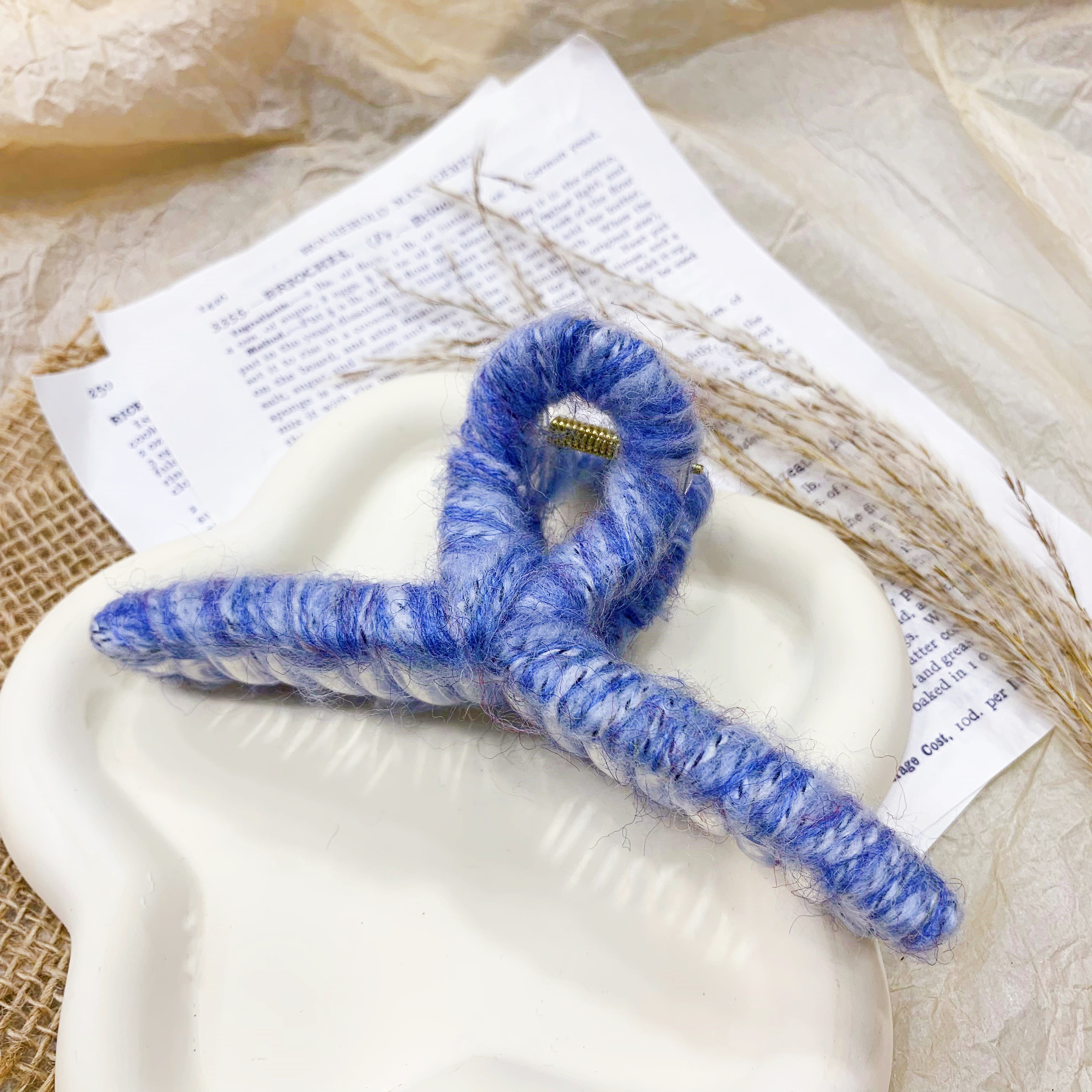 秋冬新款毛线鲨鱼夹发夹发饰抓夹详情4