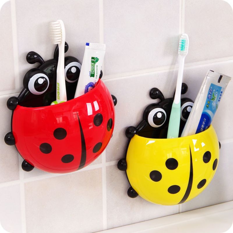 Cute ladybug toothbrush holder, powerful suction cup toothbrush, toothpaste storage rack, bathroom wall-suction toothbrushes Specification image