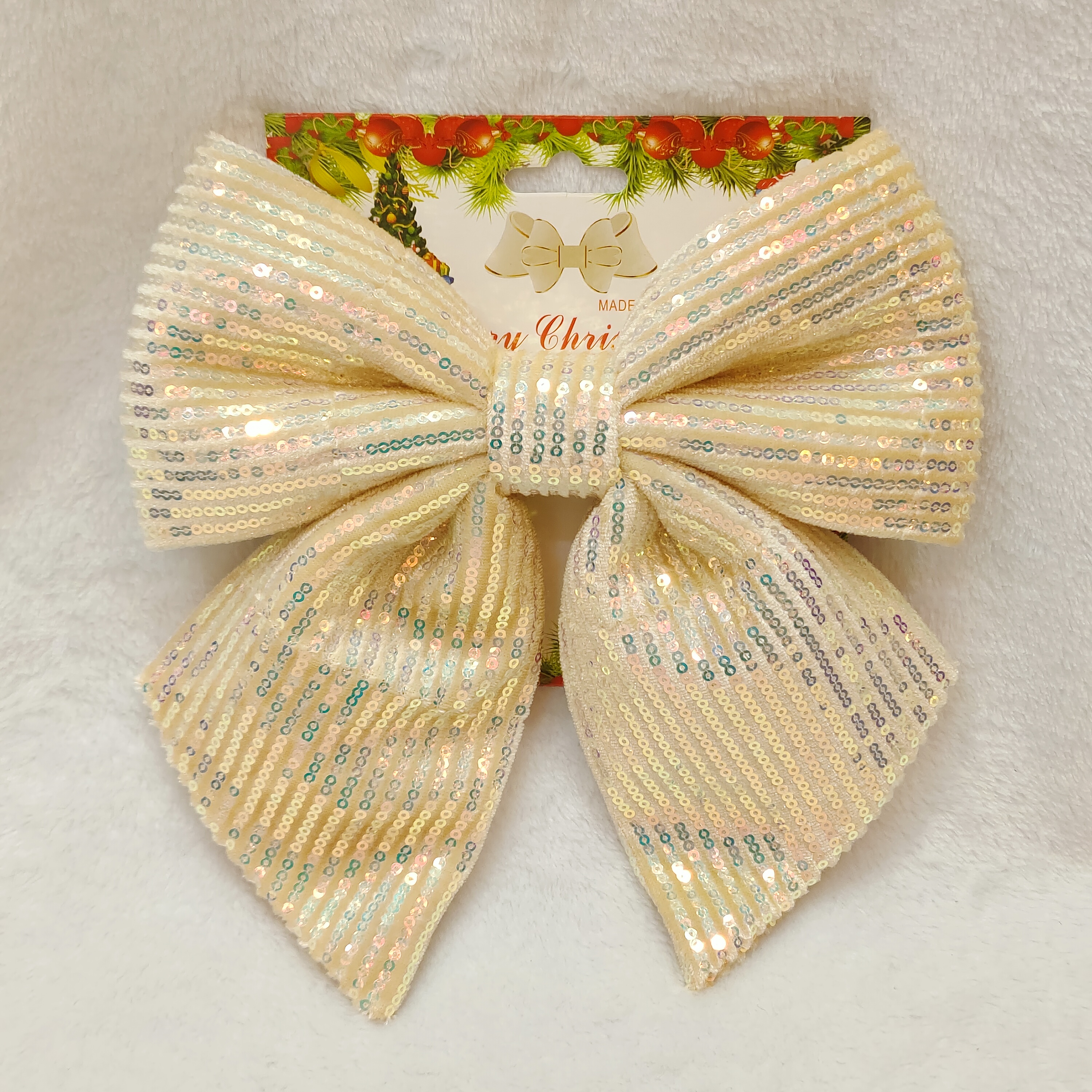 圣诞节蝴蝶结装饰挂件亮片鳞片红色金色银色圣诞树装饰品节日