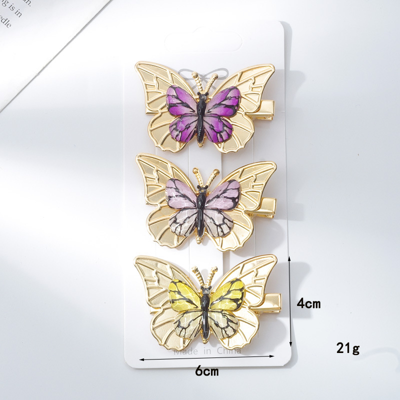 New Korean version children's hairpins, colorful butterfly hairpins, cute girl side clips, dreamy headwear detail image 3