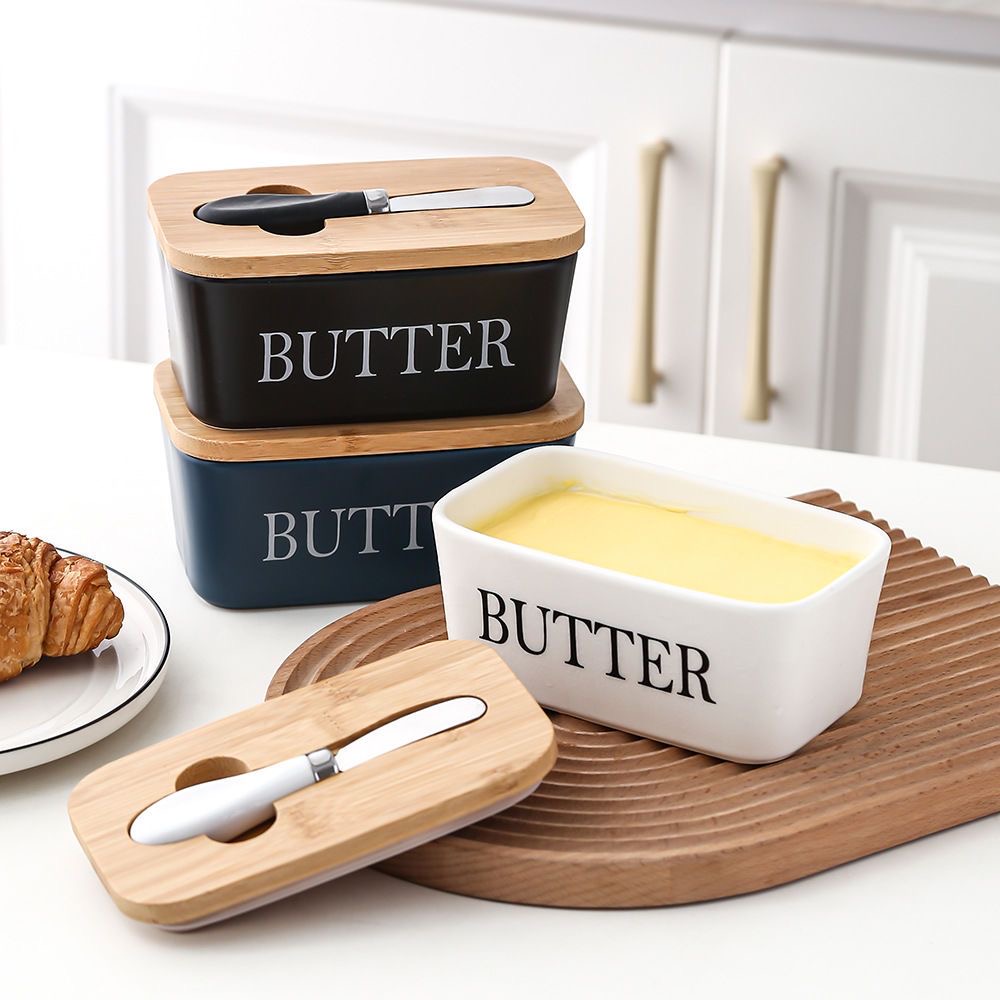 Rectangular ceramic butter box, sealed butter box, Western-style household cheese box pic 2