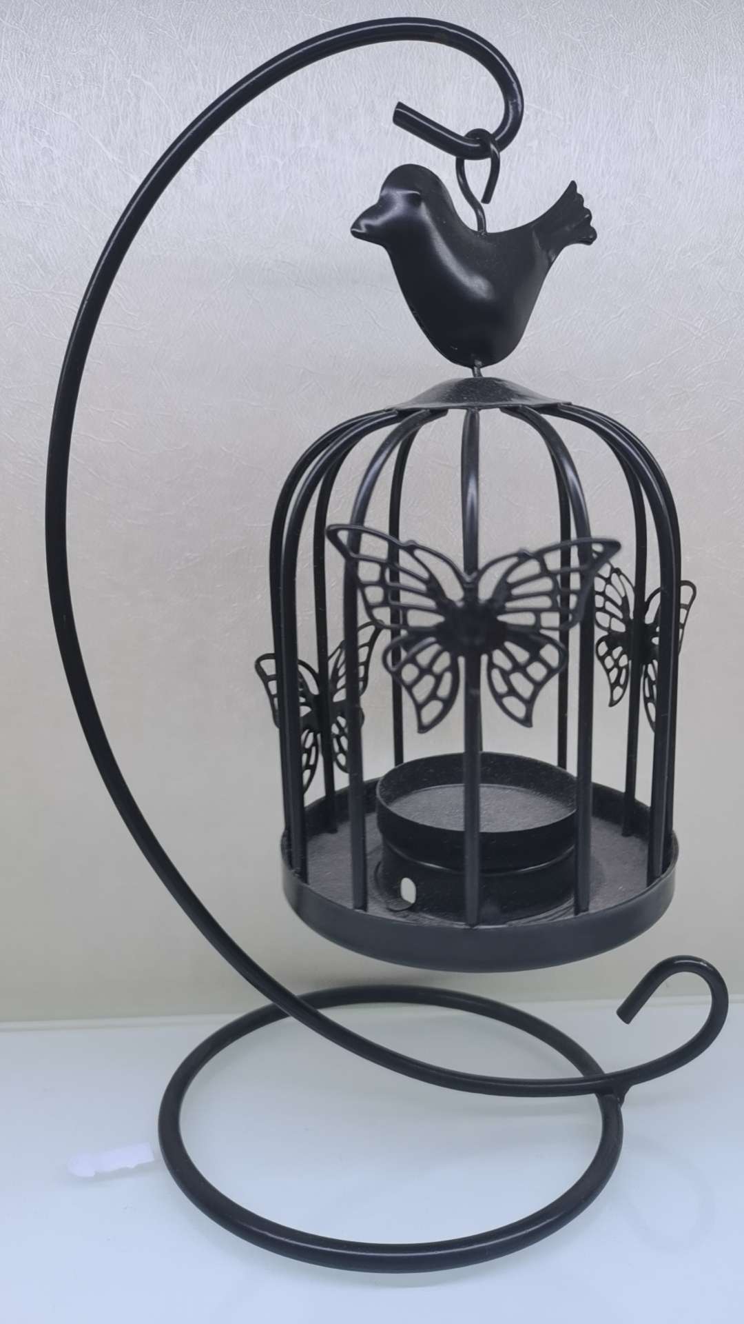 欧式创意复古铁艺桌面小鸟笼烛台蜡烛台美式摆件