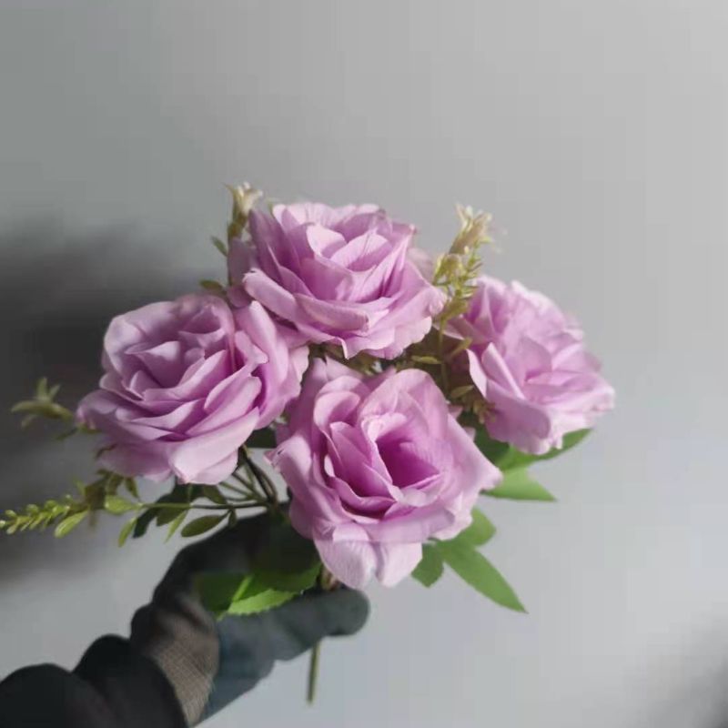 仿真婚庆粉色系水草 5叉喷色黄莺草  工程花绿植23