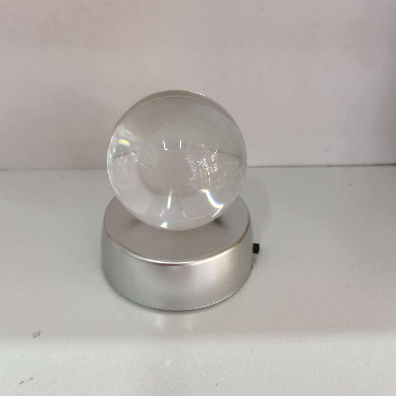 水晶球小夜灯小摆件水晶玻璃球灯底座蒲公英激光雕刻图案内雕