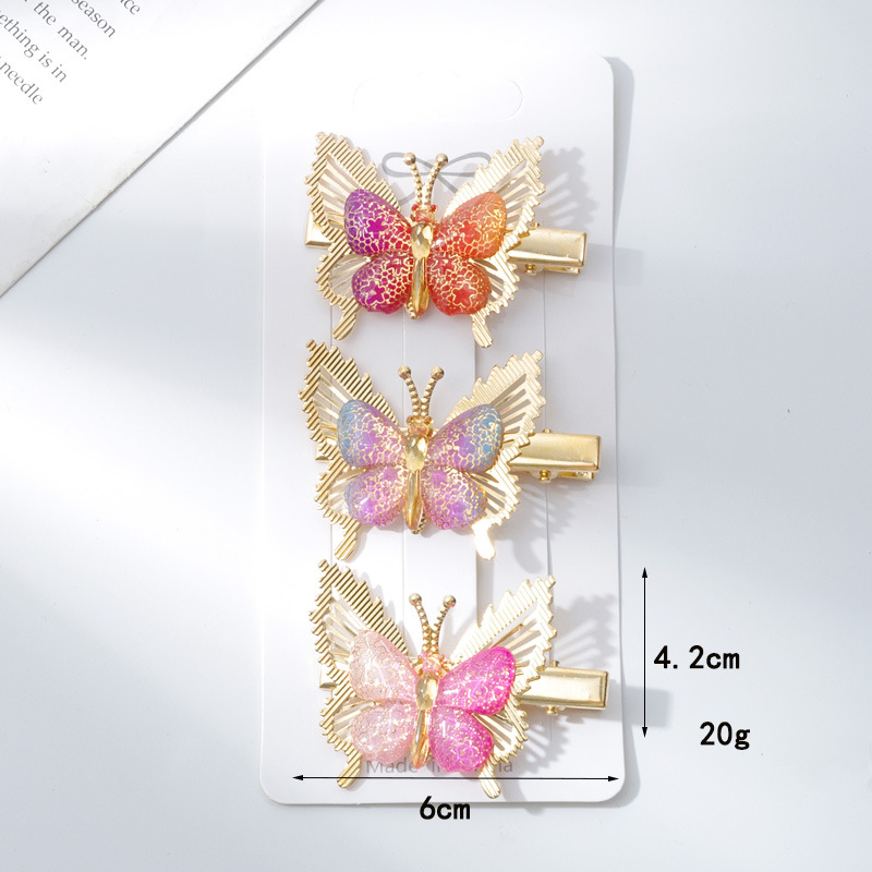 New Korean version children's hairpins, colorful butterfly hairpins, cute girl side clips, dreamy headwear detail image 7