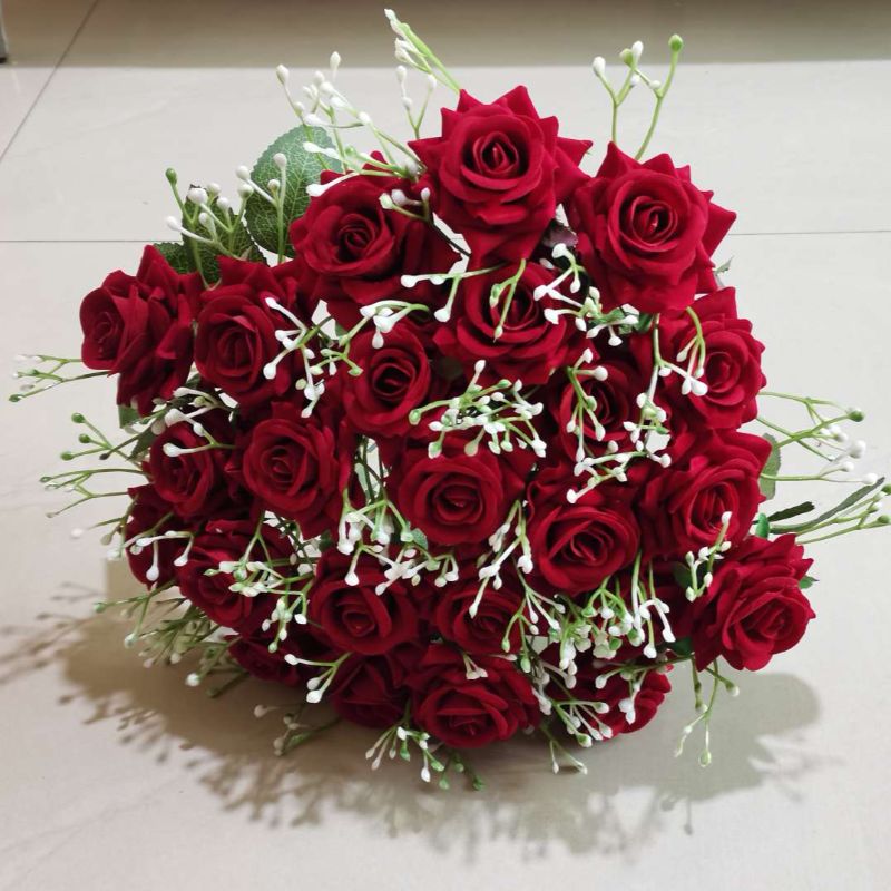 仿真婚庆粉色系水草 5叉喷色黄莺草  工程花绿植5345