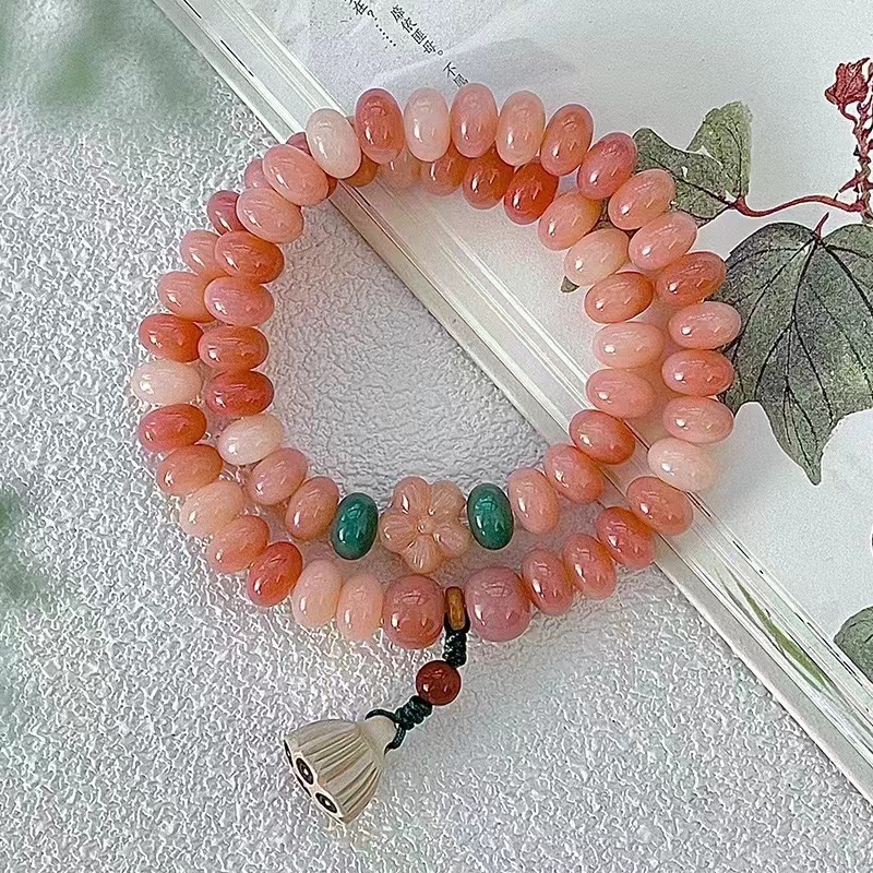 Ice transparent powder white jade Bodhi bracelet, abacus beads double circle, hand-held finger winding soft plate for playing with Buddhist beads, cultural and artistic bracelet, best-selling manufacturer wholesale Specification image
