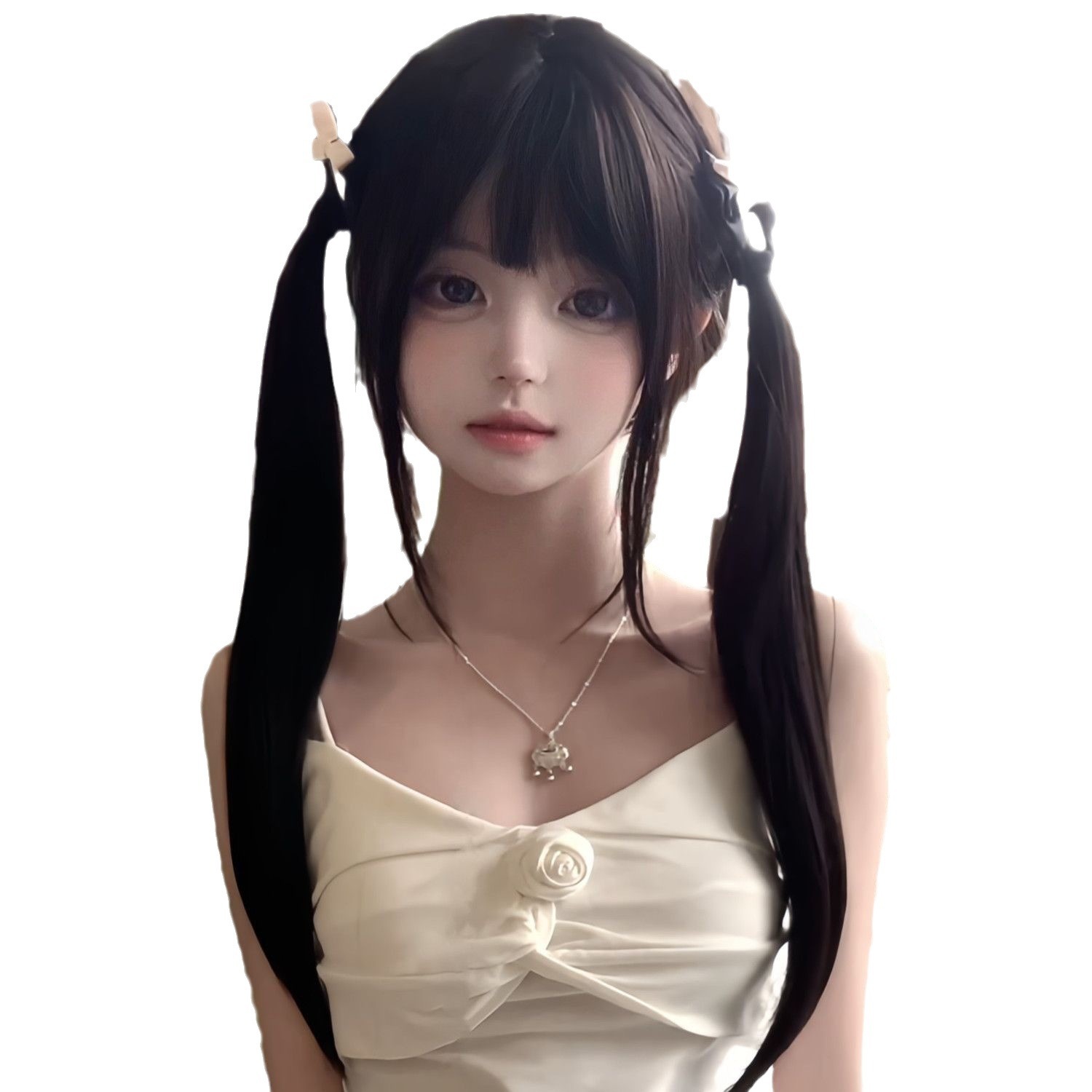 Bubble Bean steamed Shaoluo Huang's same style wig for women, natural full-head lolita fluffy long straight hair, Internet celebrity Specification image