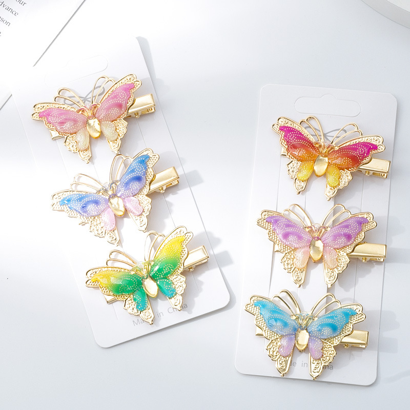 New Korean version children's hairpins, colorful butterfly hairpins, cute girl side clips, dreamy headwear detail image 9