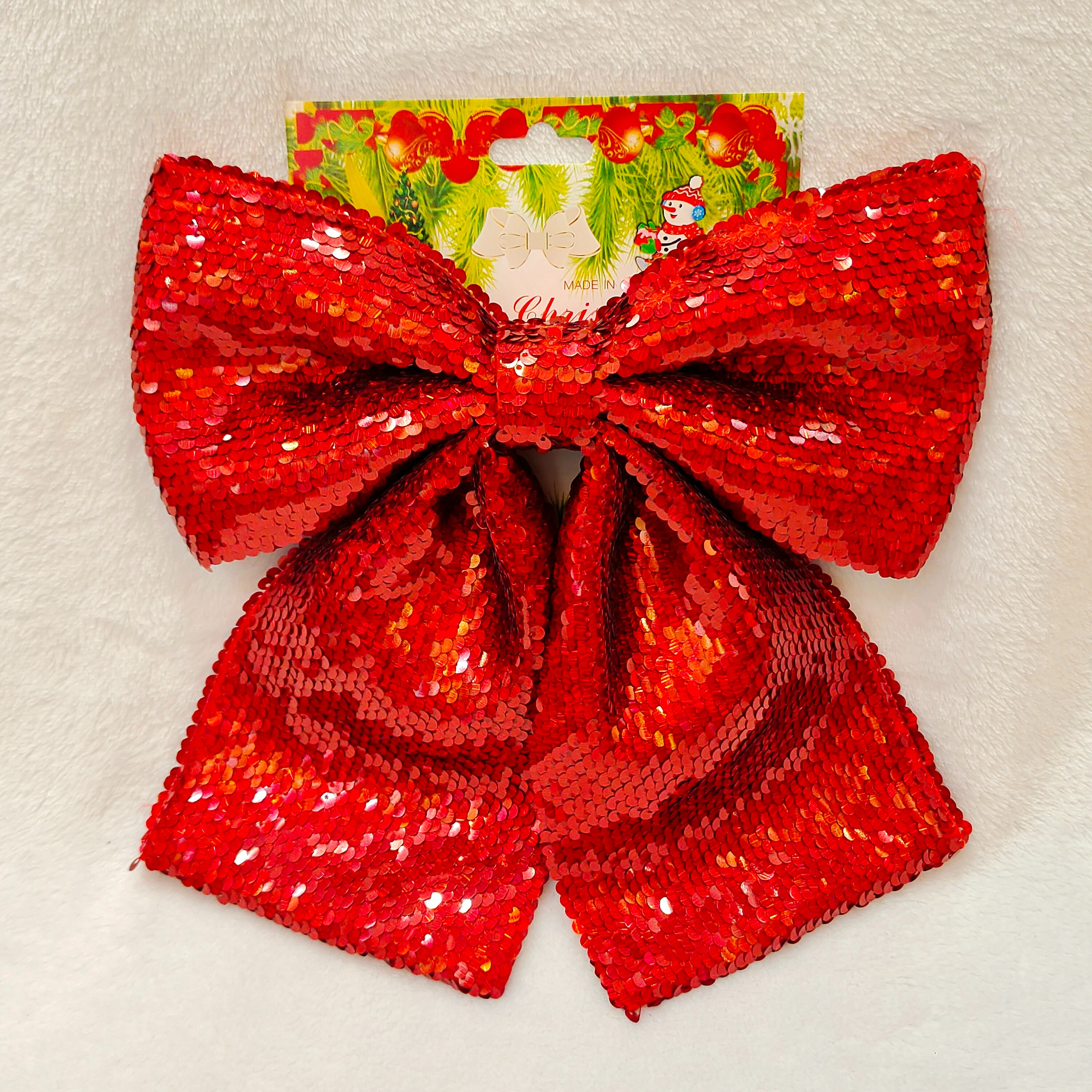 圣诞节蝴蝶结装亮片鳞片红色金色银色圣诞树装饰品节日