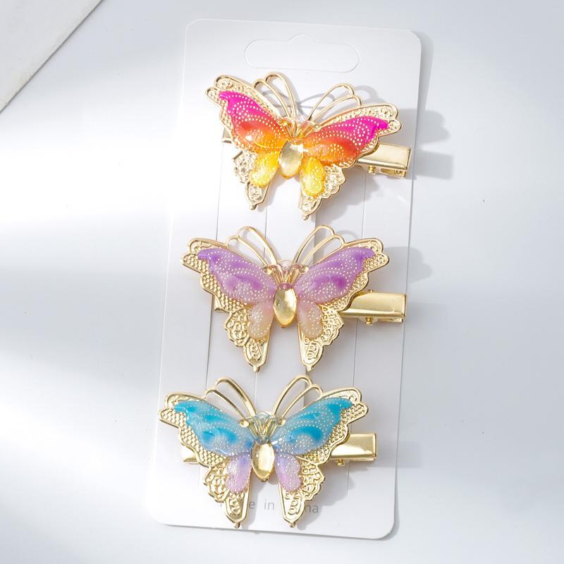 New Korean version children's hairpins, colorful butterfly hairpins, cute girl side clips, dreamy headwear detail image 4