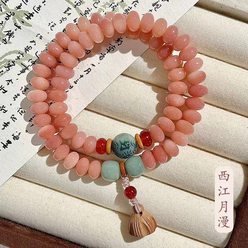 Ice transparent powder white jade Bodhi bracelet, abacus beads double circle, hand-held finger winding soft plate for playing with Buddhist beads, cultural and artistic bracelet, best-selling manufacturer wholesale Application Scenario
