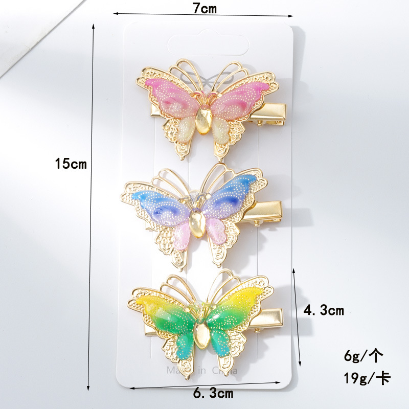 New Korean version children's hairpins, colorful butterfly hairpins, cute girl side clips, dreamy headwear detail image 5
