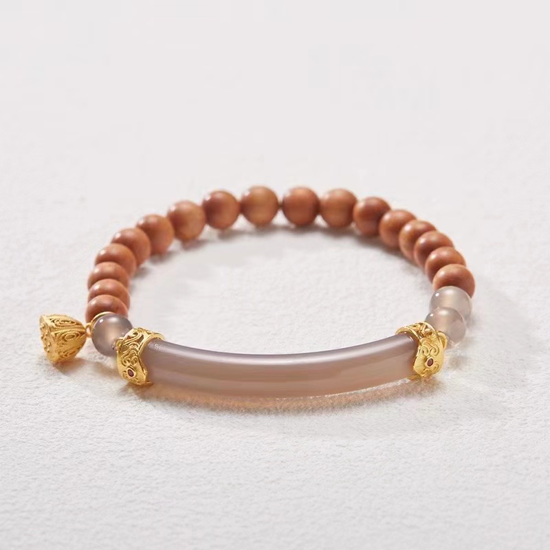 Natural ash agate half-bracelet bracelet for women, new Chinese-style Barbie sandalwood beaded single-loop cultural and artistic bracelet manufacturer wholesale Application Scenario