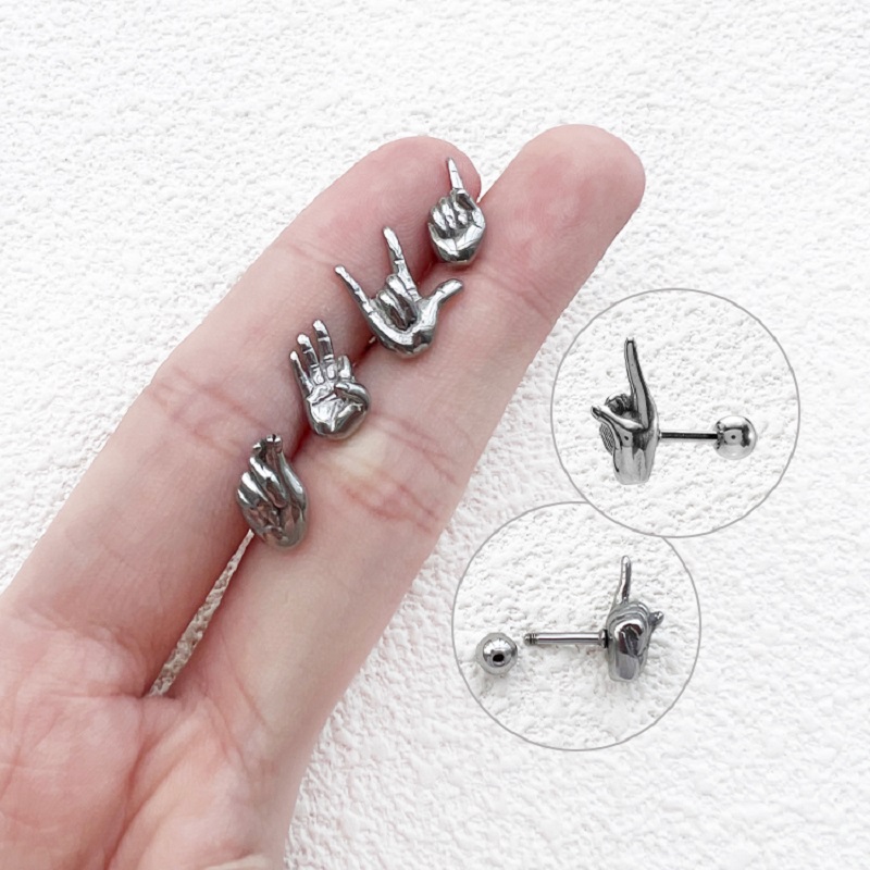 316 stainless steel earrings, retro punk earrings, trendy men's earrings, personalized women's stud earrings, Changsheng collection details Picture