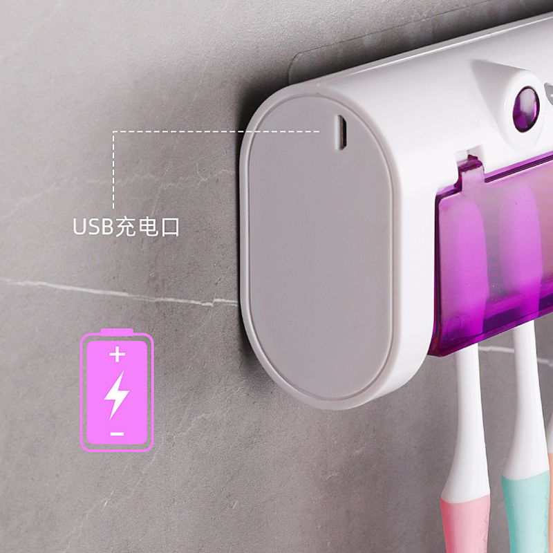 Ultraviolet sterilization, automatic toothpaste squeezing, no need to drill holes, intelligent disinfection toothbrush holder, wall-mounted, traceless, no need to plug in Application Scenario