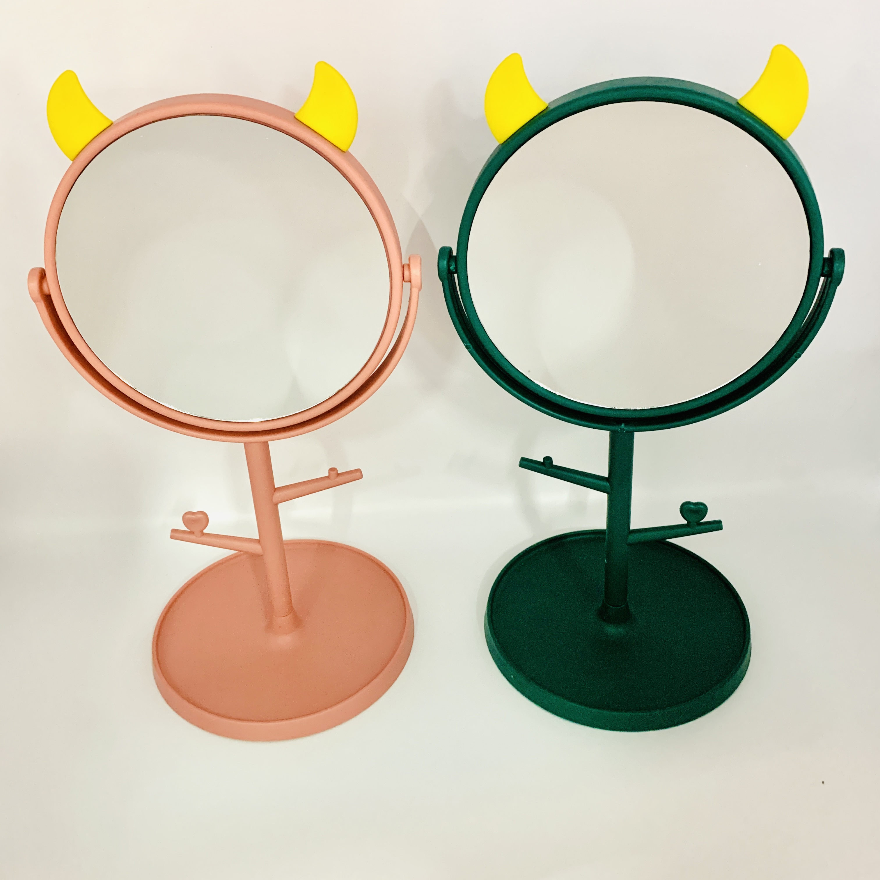 大热流行韩式化妆镜美妆镜立式糖果色高脚台镜细节图