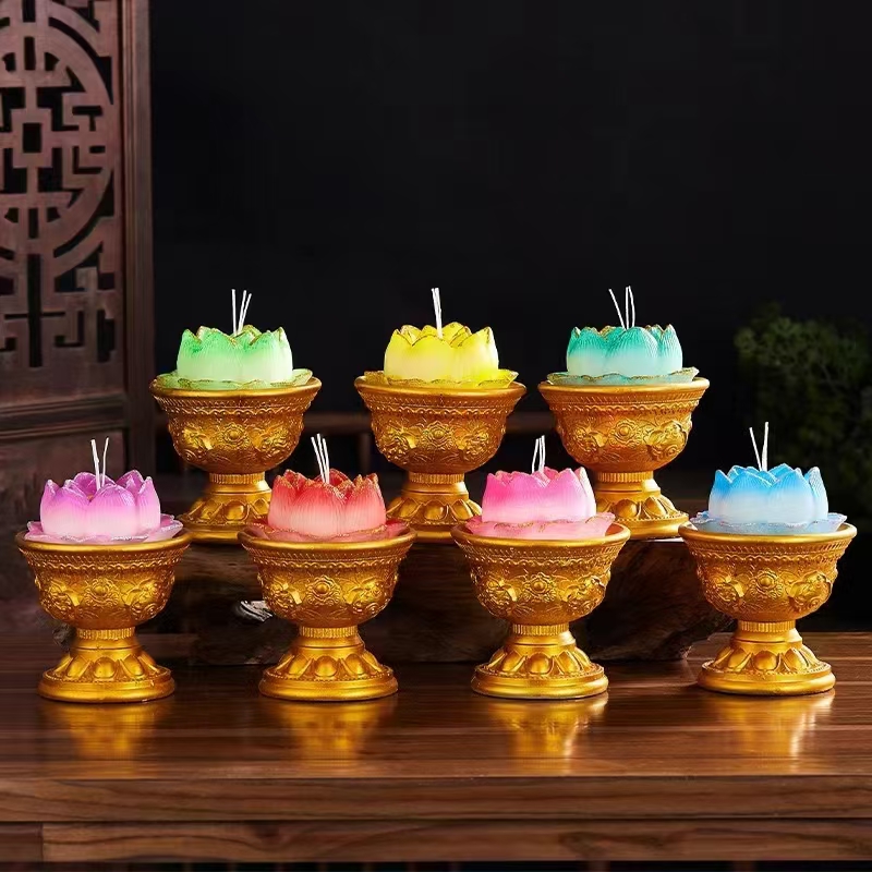 明缘轩寺庙礼佛莲花蜡莲花灯油灯厂家直销佛灯0797供佛佛教用品