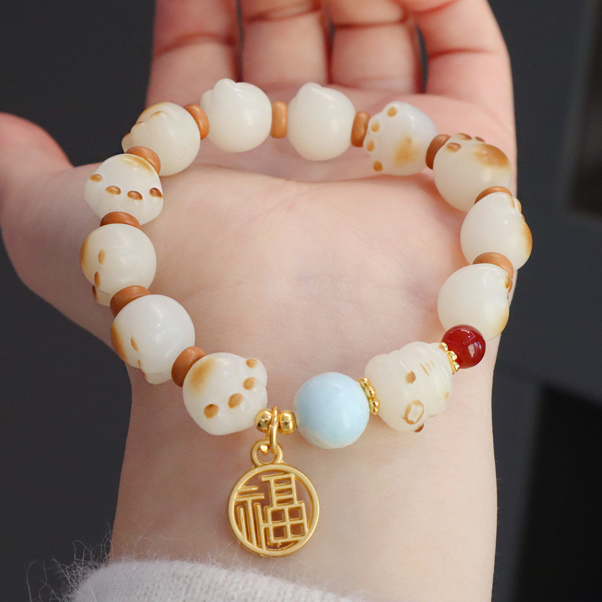 Charcoal-burned Bodhi cat paw cat Bodhi bracelet, natural white jade Bodhi finger soft hand-twisted cultural play bracelet manufacturer wholesale