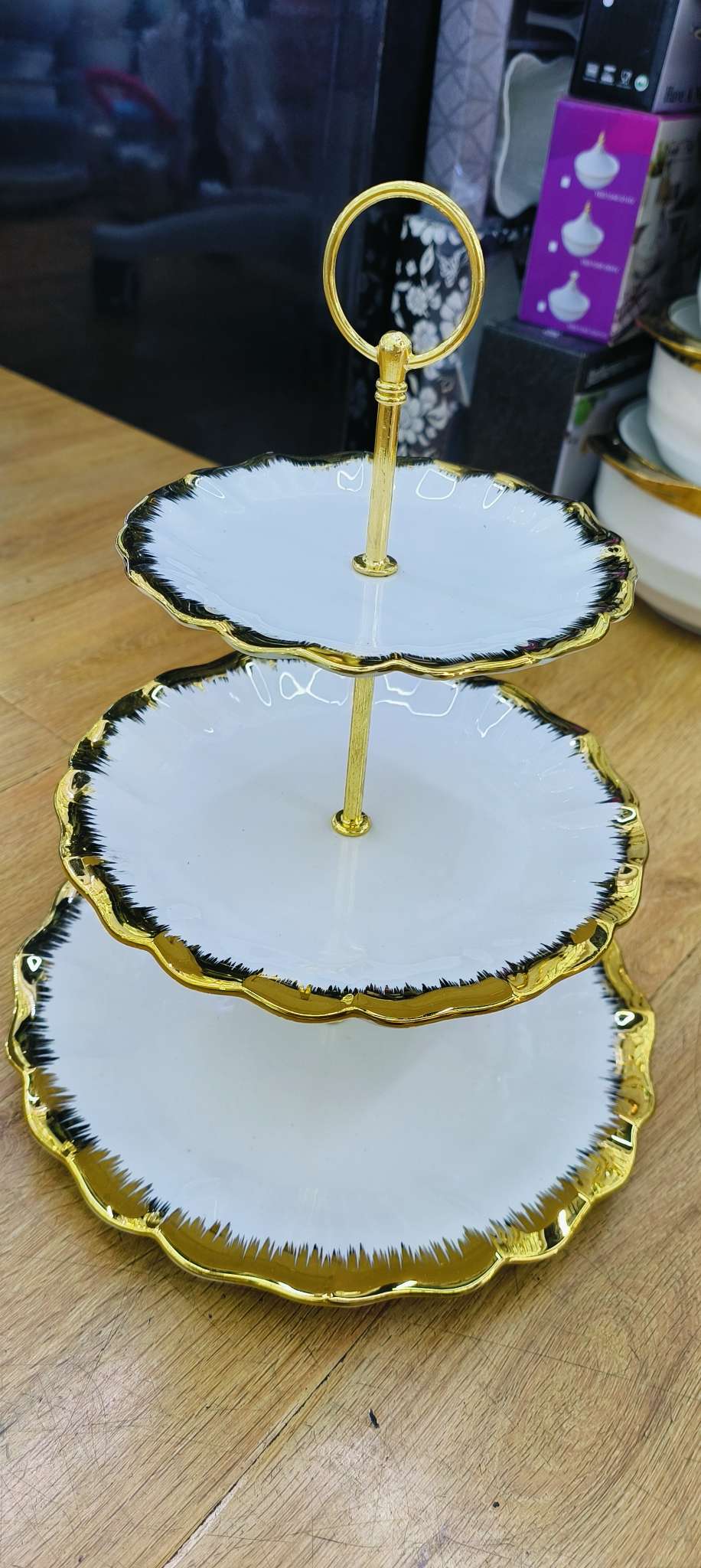  陶瓷工艺品礼品 陶瓷串盘三层两层 陶瓷 精致工艺品摆设 艺术品 均可定做陶瓷摆件详情图2