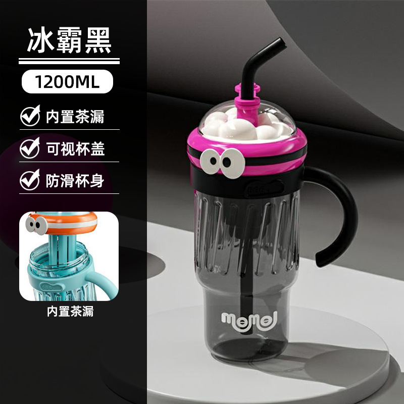 T48-BJK03 Ice King Cup: Simple Summer large-capacity water cup, portable plastic straw cup for girls' high school students with good looks Specification image