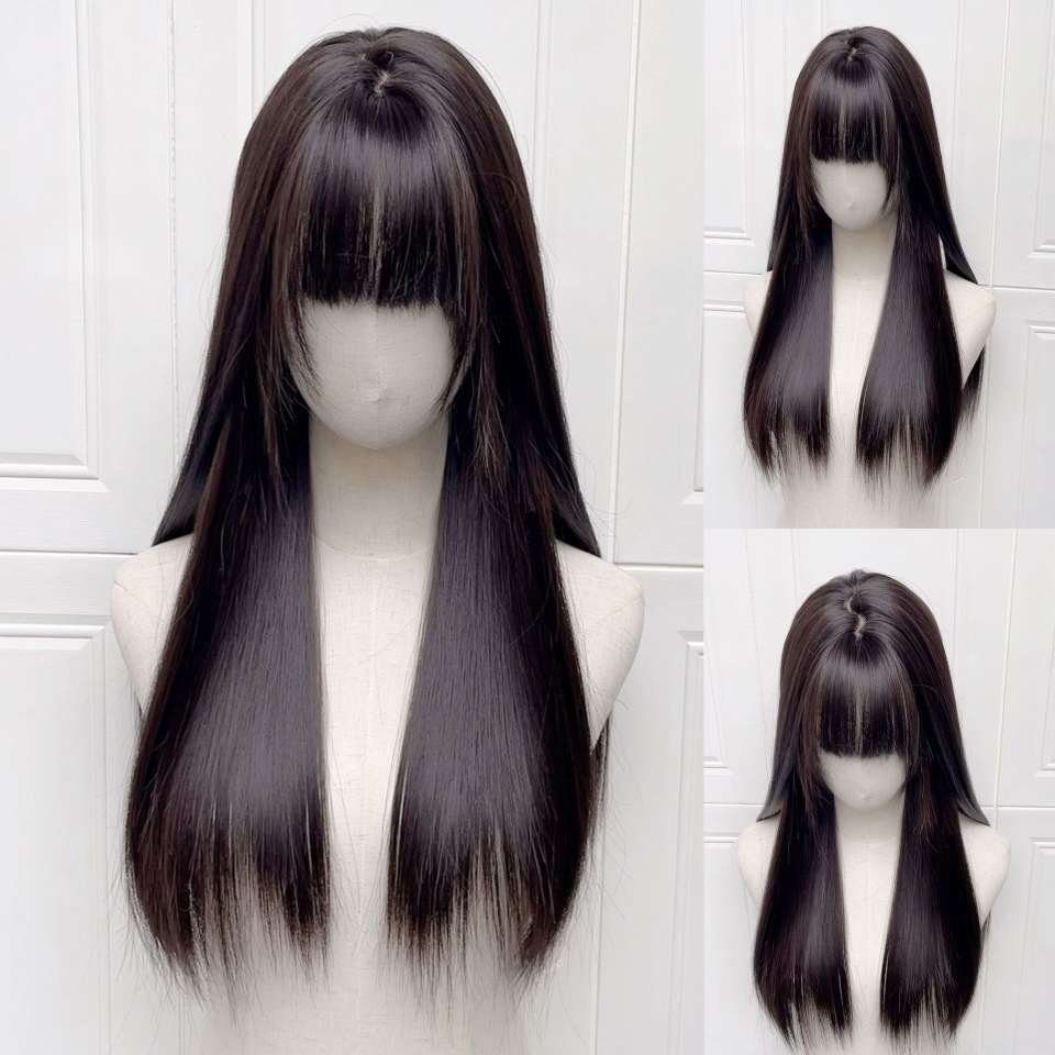 Bubble Bean steamed Shaoluo Huang's same style wig for women, natural full-head lolita fluffy long straight hair, Internet celebrity Application Scenario
