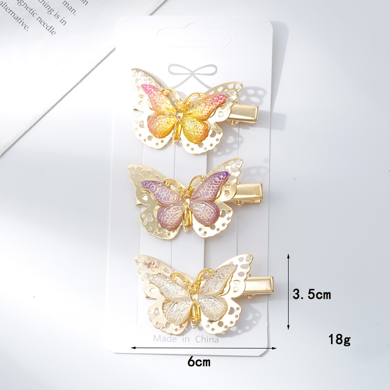 New Korean version children's hairpins, colorful butterfly hairpins, cute girl side clips, dreamy headwear detail image 2
