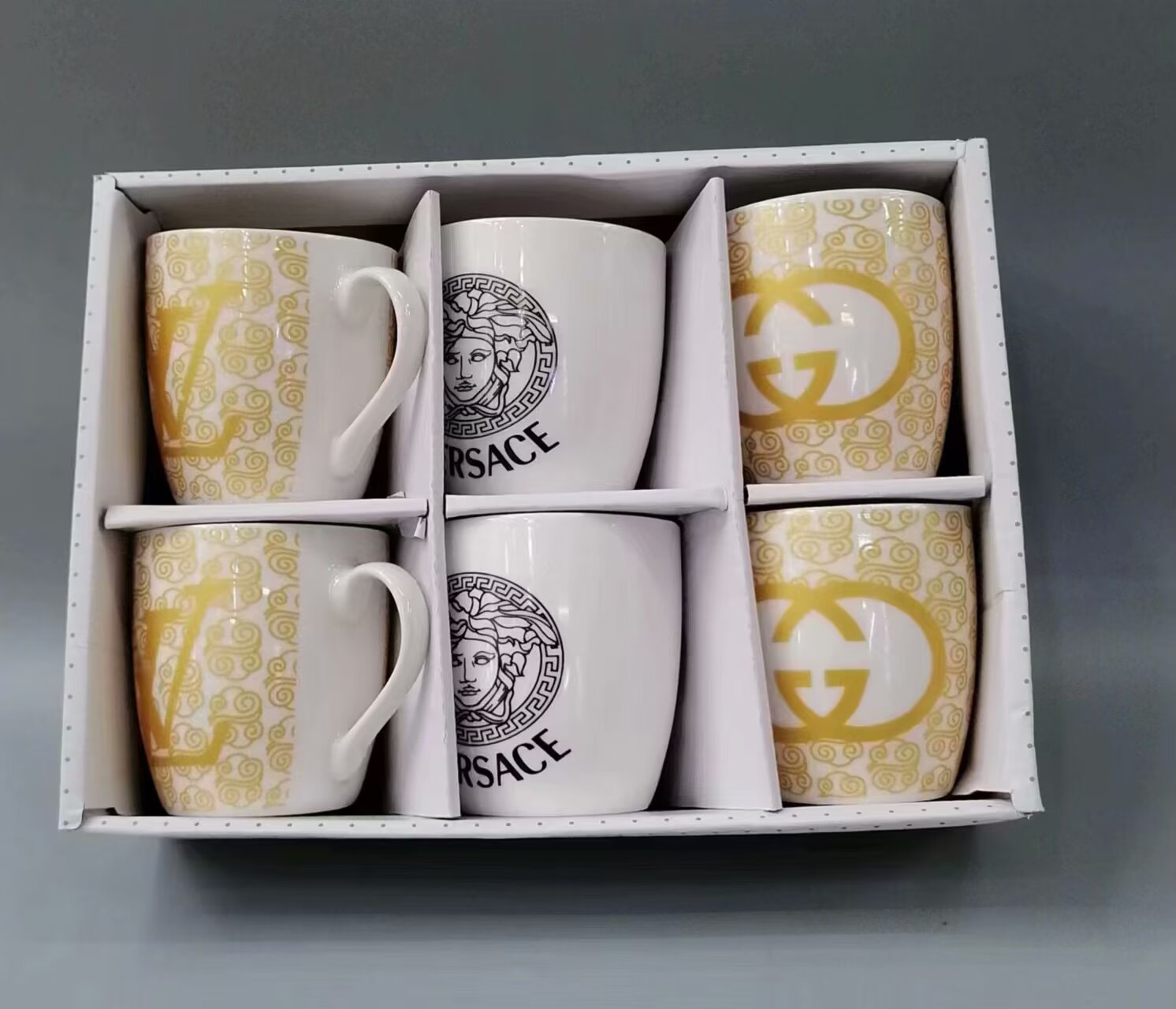ستة أكواب قهوة تحتوي على ستة علب من البطاقات من طراز 6PCS تحتوي على تفاح صغير مع أكواب قهوة ملونة detail image 5