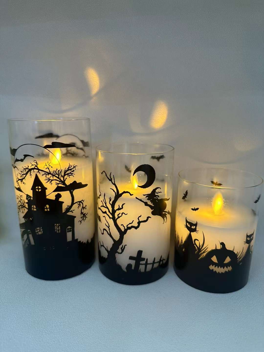 万圣节贴图玻璃杯高质量灯芯摇曳款仿真电子蜡烛灯图