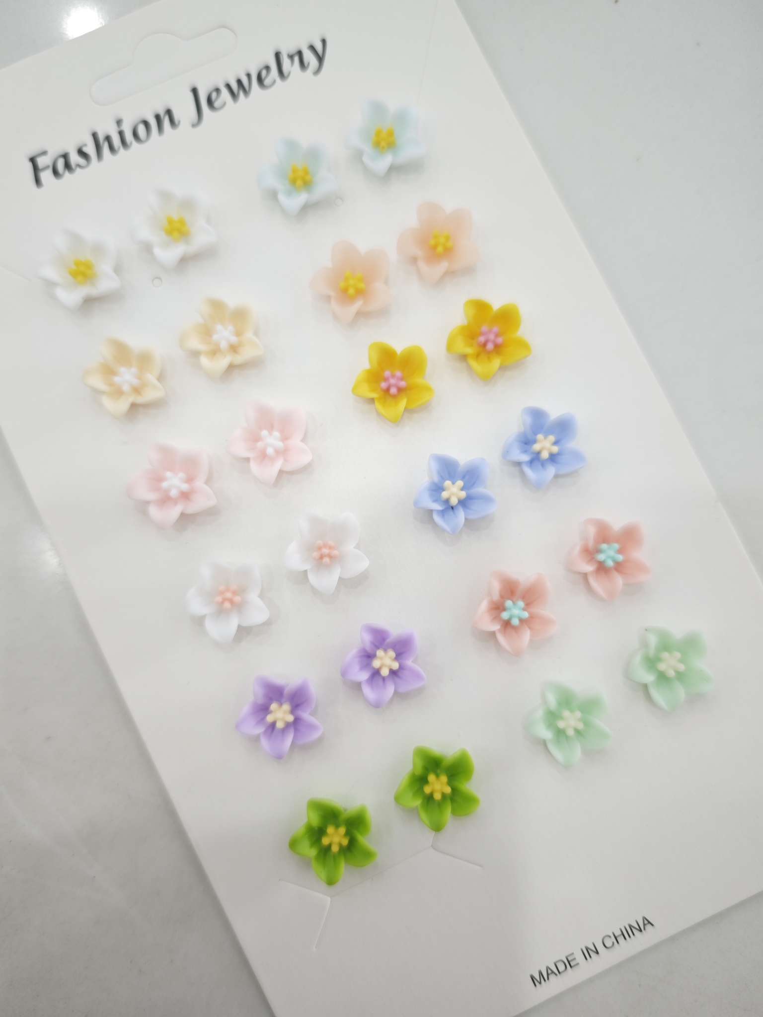 12mm五瓣花彩色七彩夜光#饰品配件专用#树脂配件外贸 手工DIY材料包